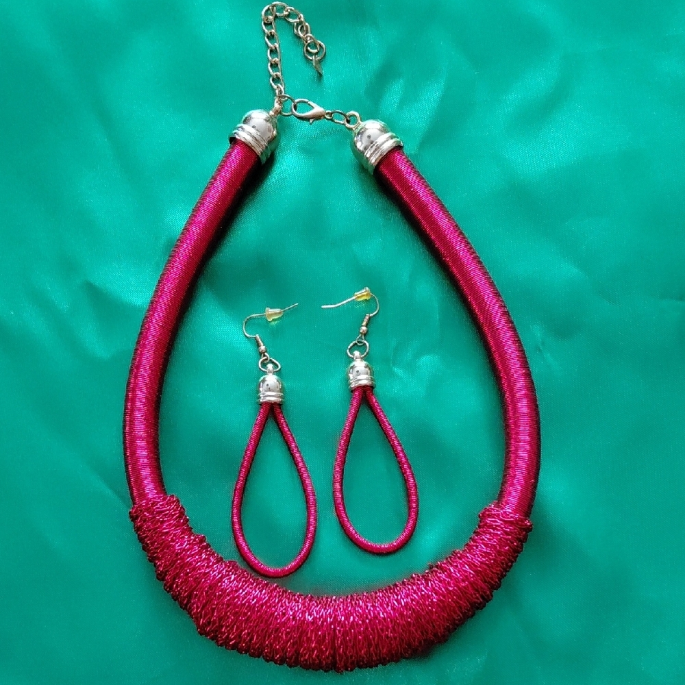 Red Necklace and Earring Set